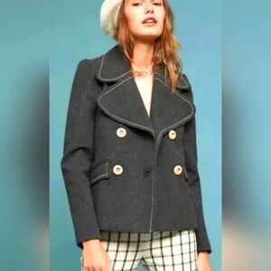 ett twa Anthropologie Gray Ultimate Preppy Peacoat